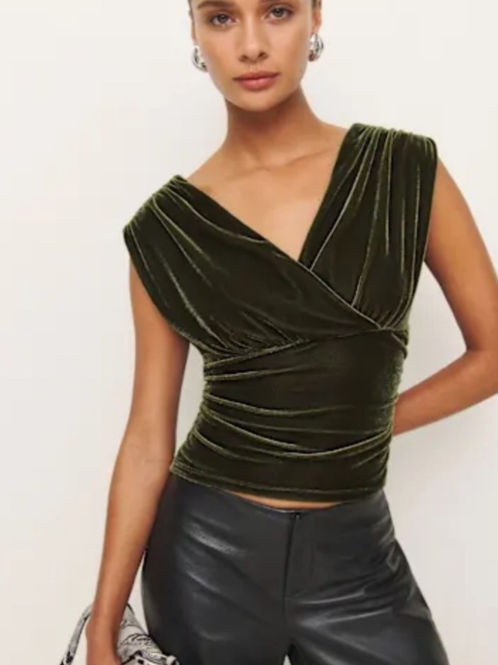 Reformation Amelia Knit Velvet Top